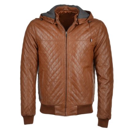 Men's Leather Hooded Jacket