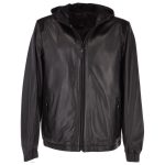 Men's Leather Hooded Jacket