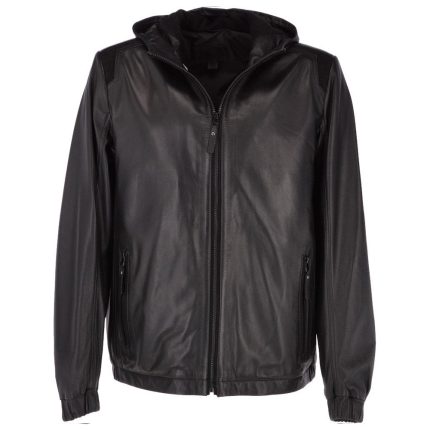 Men's Leather Hooded Jacket