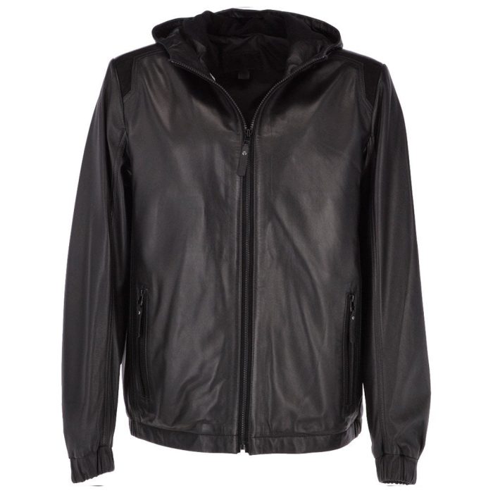 Men's Leather Hooded Jacket