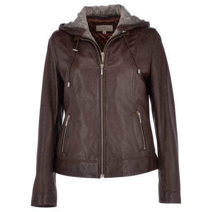 Women’s Leather Hooded Jacket