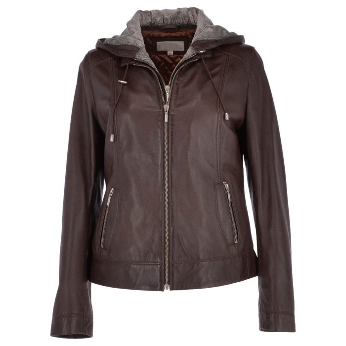 Women’s Leather Hooded Jacket