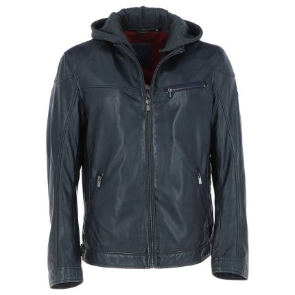 Men's Leather Hooded Jacket