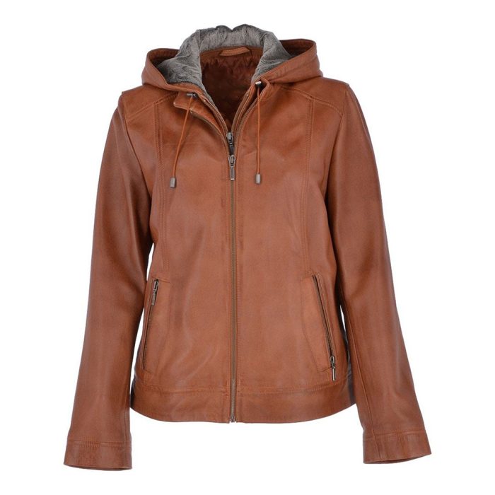 Women’s Leather Hooded Jacket