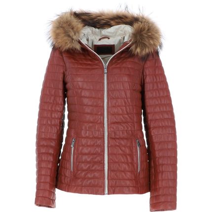 Women’s Leather Hooded Jacket