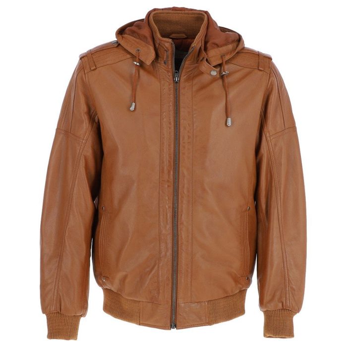 Men's Leather Hooded Jacket