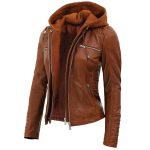 Women’s Leather Hooded Jacket