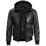 Men's Leather Hooded Jacket