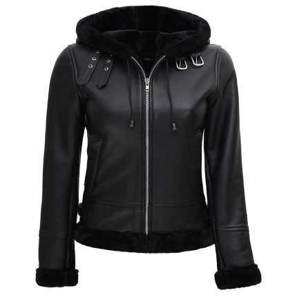 Women’s Leather Hooded Jacket